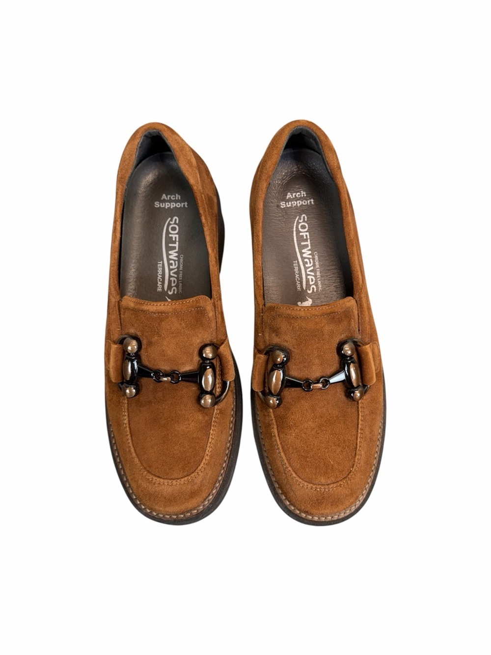 Softwaves Brown Suede Chunky Loafers Platform Lug Sole Horsebit EU 39 - Picture 6 of 11